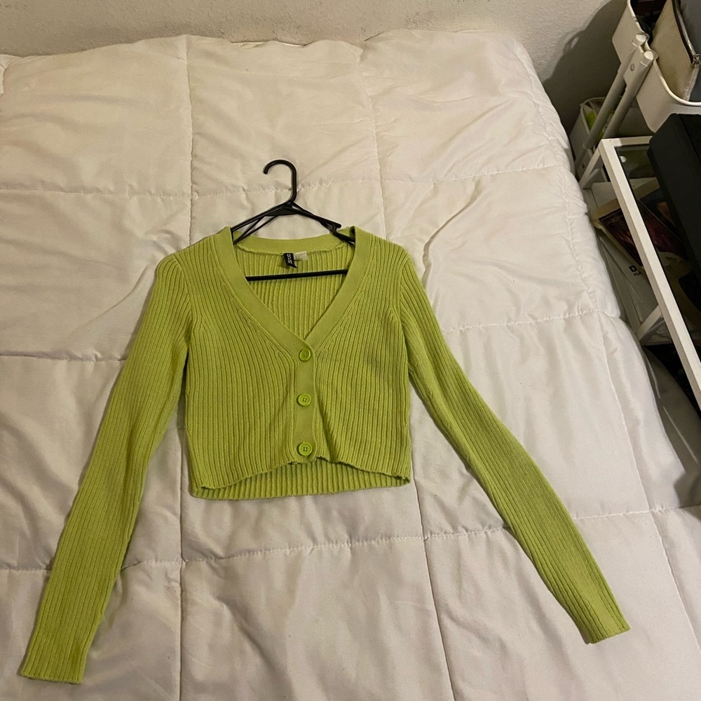 H&M Light Green Ribbed Cardigan